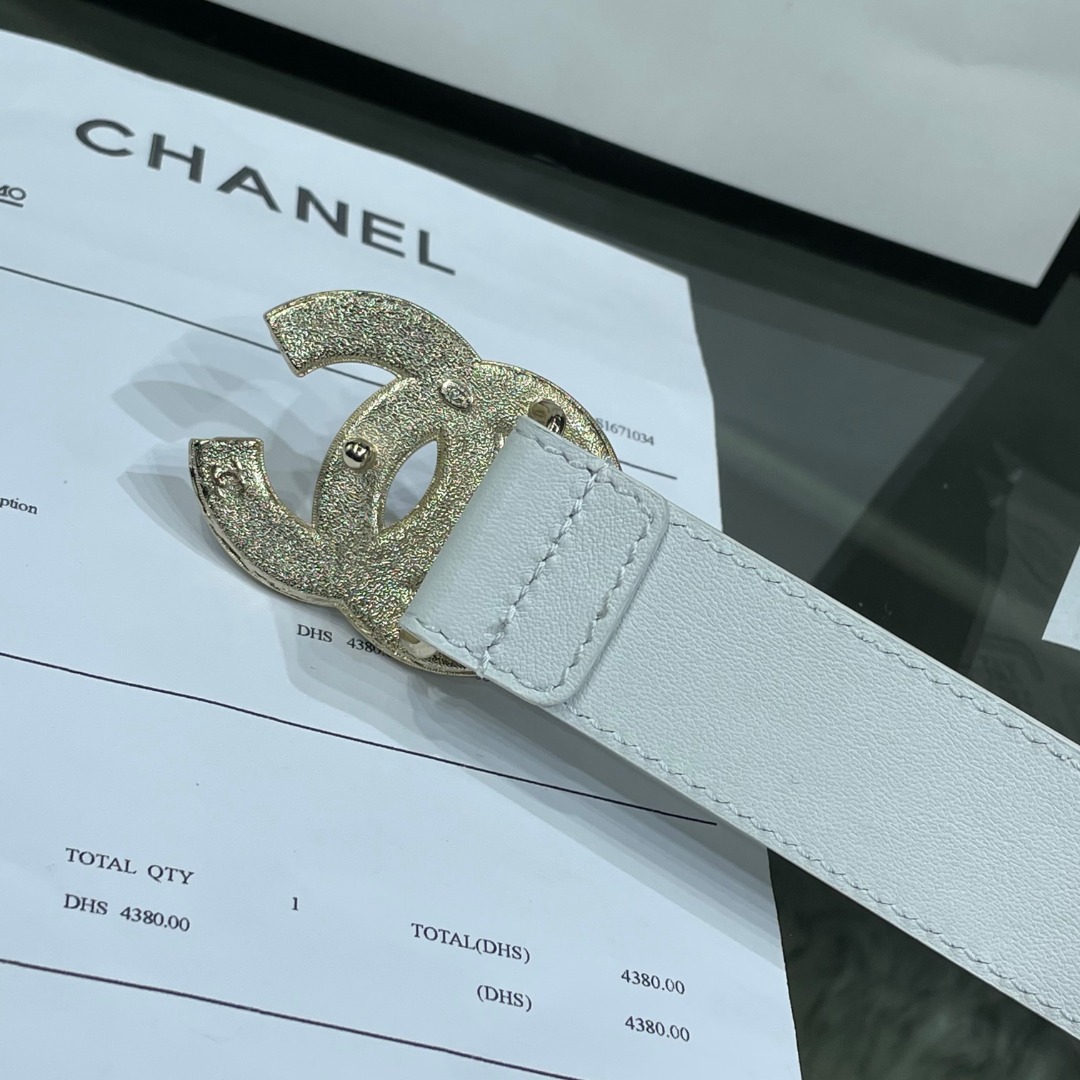 Ch**el Red Patent Leather CC Logo Belt