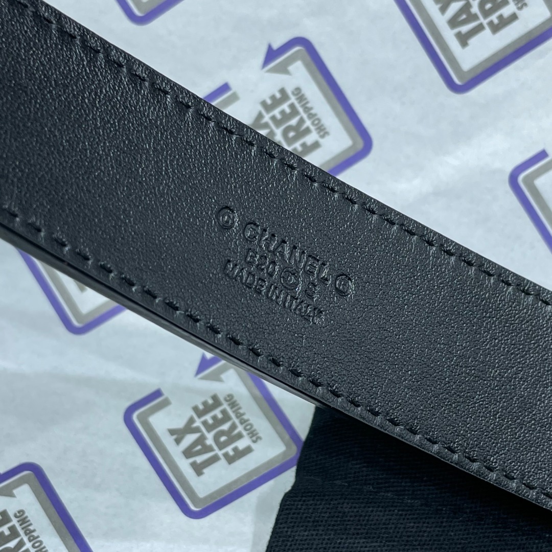 Ch**el Red Patent Leather CC Logo Belt