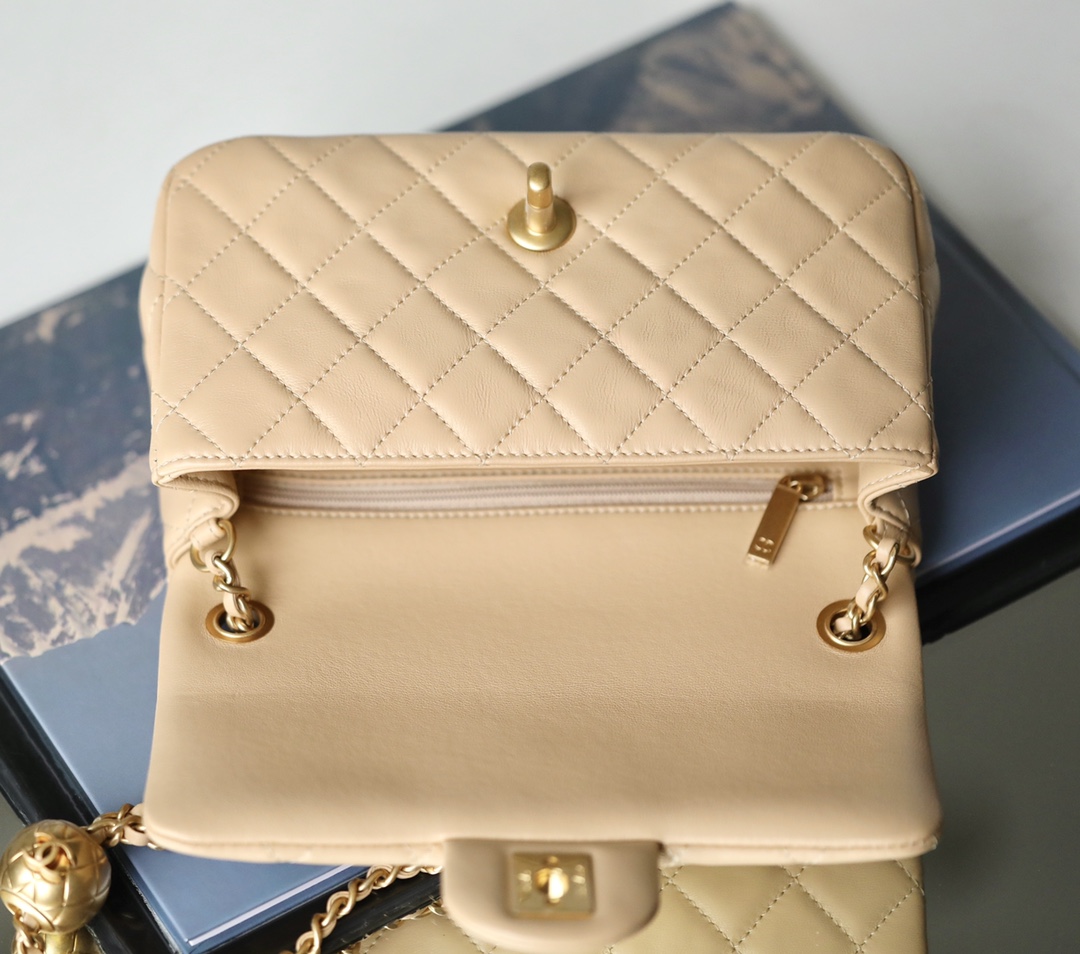 Ch**el classic flap mini with golden ball