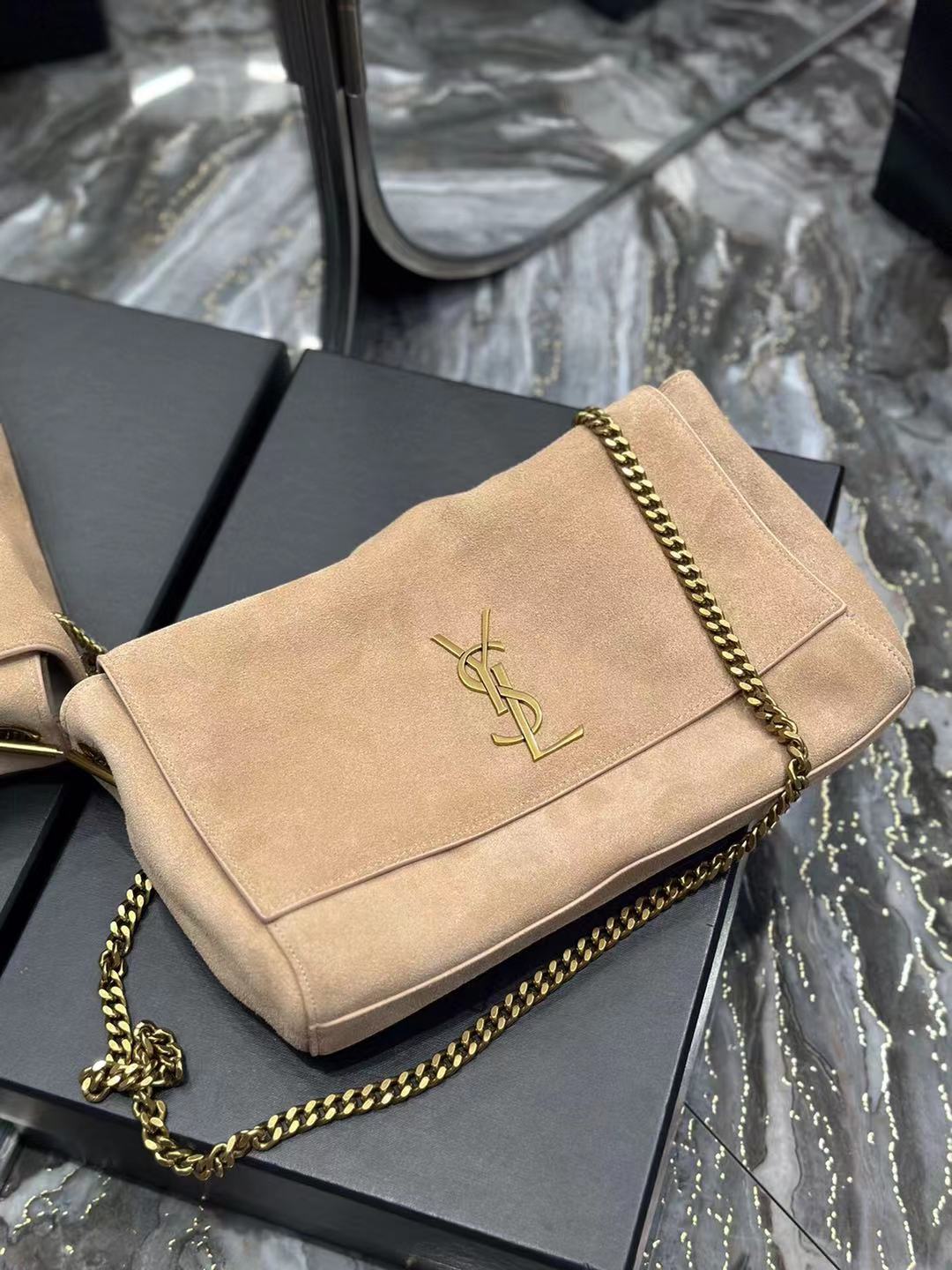 Sa1nt Lau*nt Kate reversible suede and leather shoulder bag