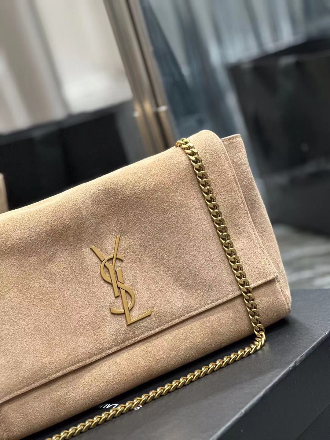 Sa1nt Lau*nt Kate reversible suede and leather shoulder bag