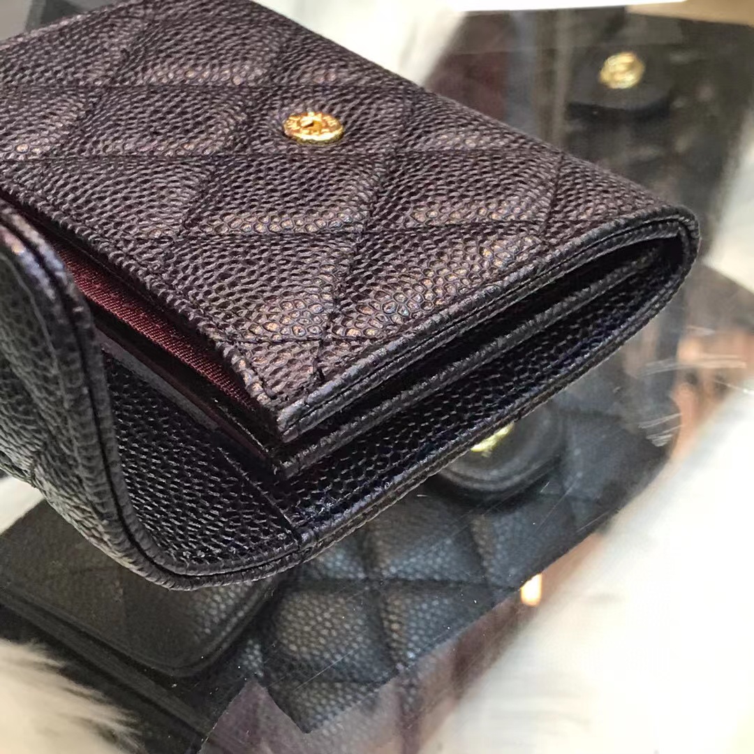 Ch**el Classic Leather Wallet In Black