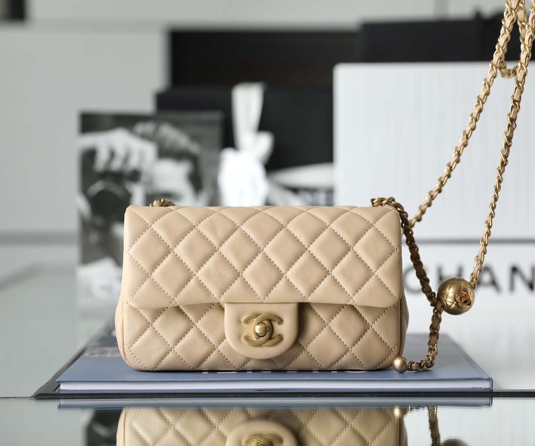Ch**el classic flap mini with golden ball