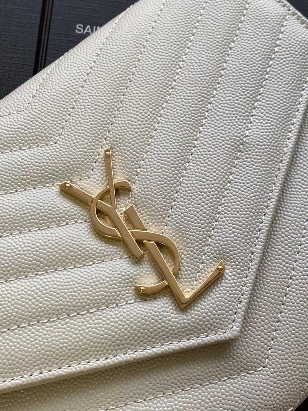 CASSANDRE Sa1nt Lau*nt MATELASSÉ FLAP POUCH IN QUILTED GRAIN DE POUDRE EMBOSSED LEATHER