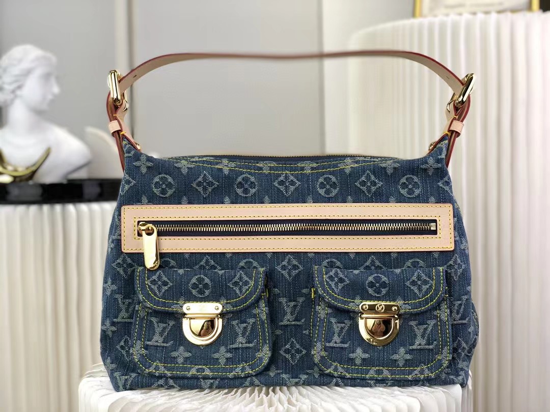 L0vis Vvtt0n Monogram Denim Baggy PM Blue
