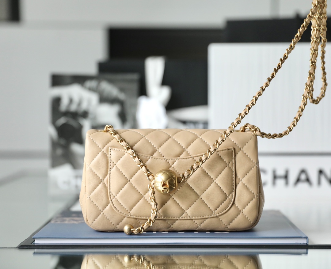 Ch**el classic flap mini with golden ball