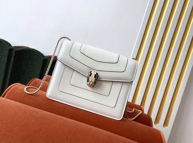 Fake Bv1g*ai Serpenti Forever Small Crossbody Bag White Leather