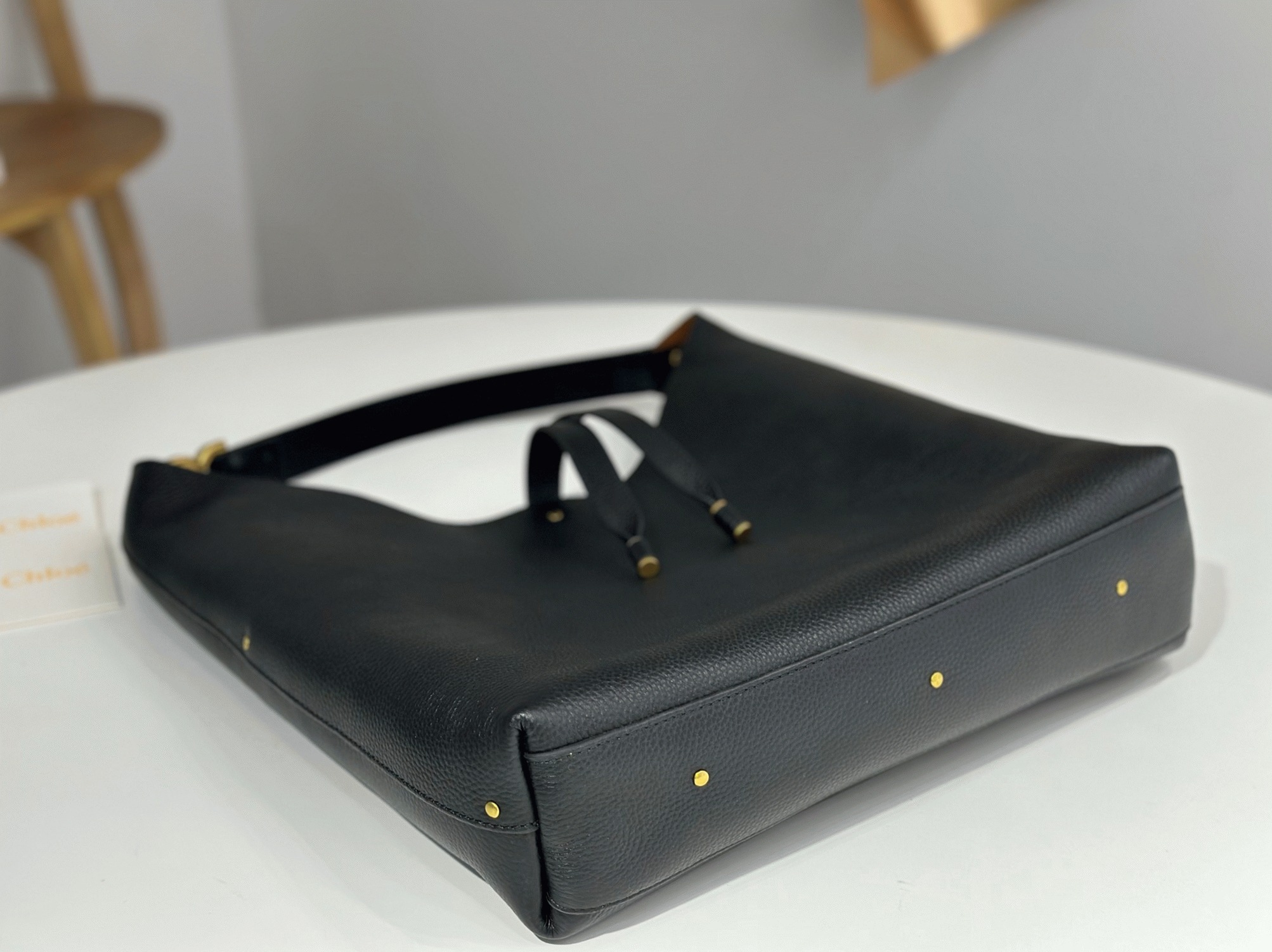 Top Quality Knockoff Previous Previous Chloe Marcie Hobo Bag in Black Grained Leather