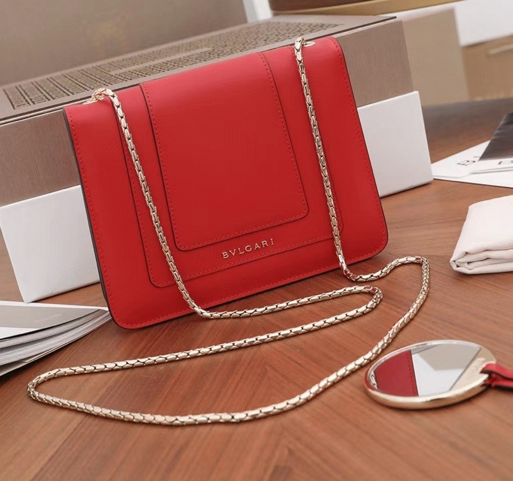 Red Leather Bv1g*ai Serpenti Forever Imitation Small Crossbody Bag
