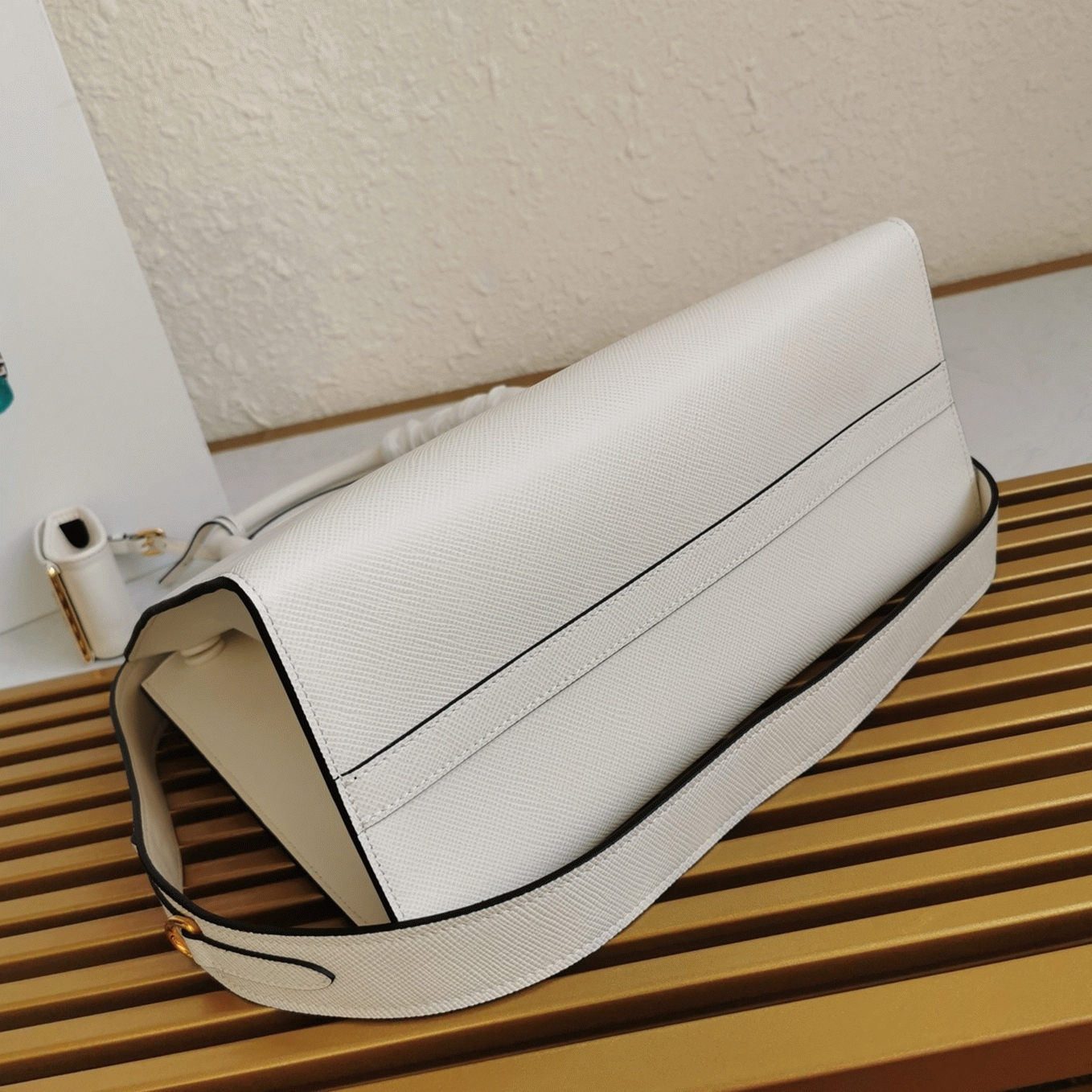 Pra*a Monochrome Medium Bag Fake in White