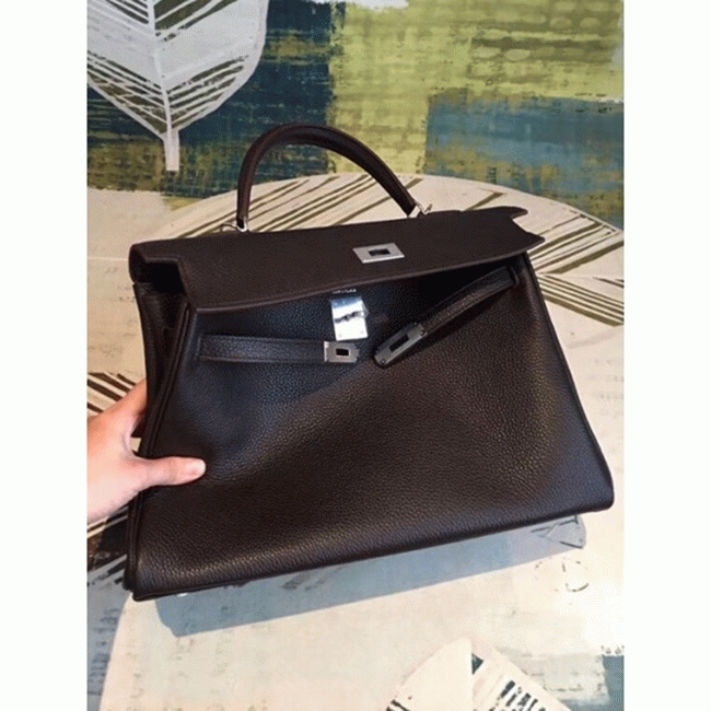 Cafe Clemence Replica H**me5 Kelly 35cm Handbag Elegant Brown