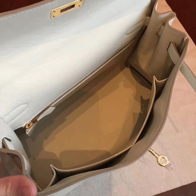 Ivory Swift Fake H**me5 Kelly Retourne 32cm Refined Purse