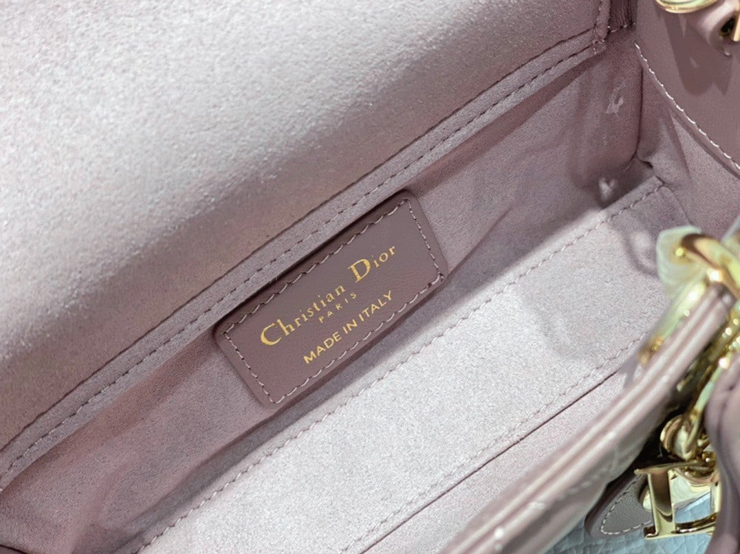 D10r Lady D-Joy Micro Bag Fake in Peony Pink Cannage Lambskin