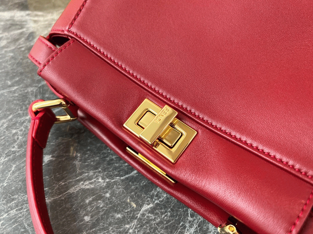 Top Quality Knockoff F**di Peekaboo Mini Bag In Red Nappa Leather