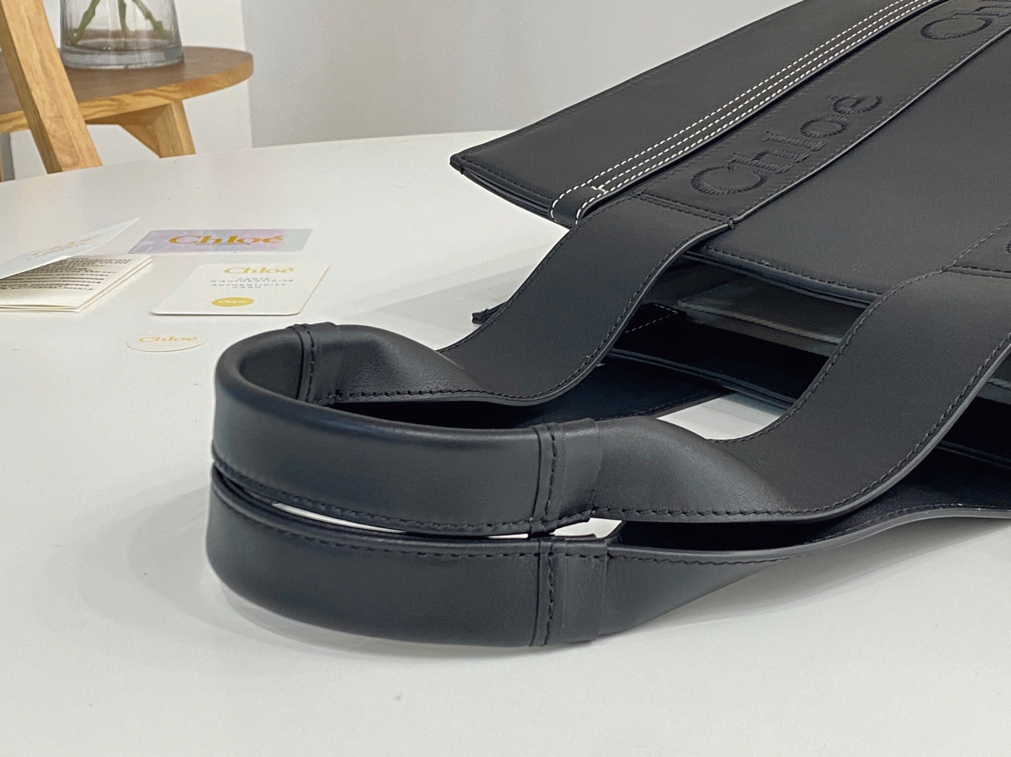 Top Quality Imitation Chloe Woody Medium Tote Bag In Black Calfskin