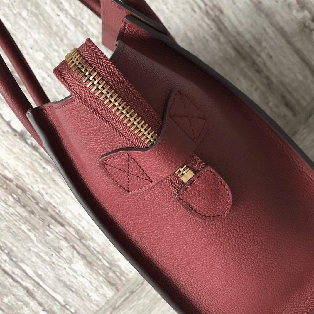 Ce1i*e Micro Luggage Tote Bag Knockoff in Dark Red