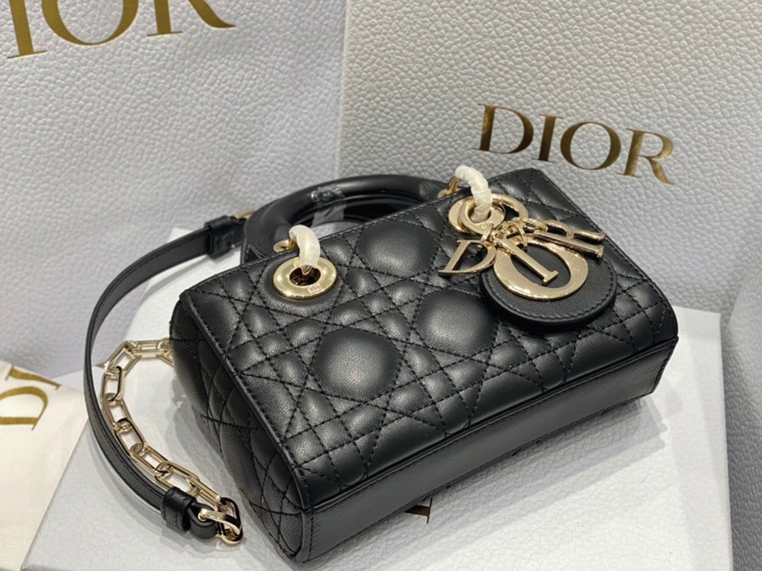 D10r Lady D-Joy Micro Bag Replica in Black Cannage Lambskin