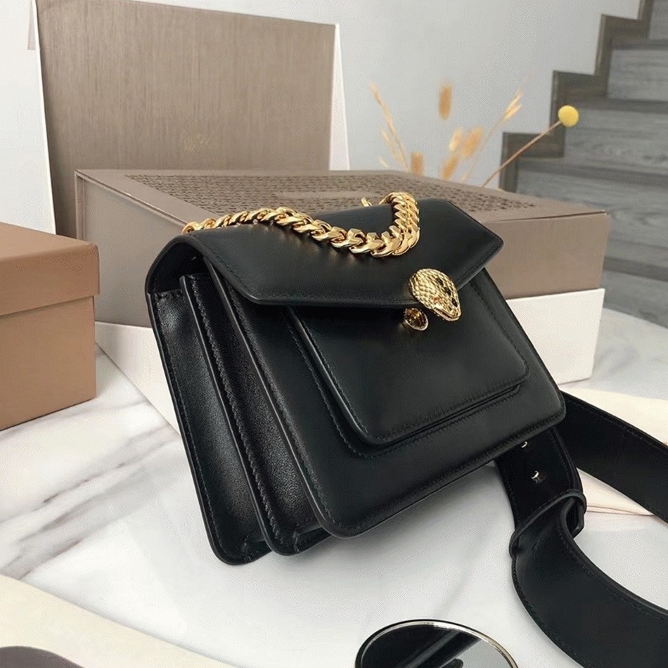 Replica Bv1g*ai Serpenti Forever Small Crossbody Bag with Chain Black