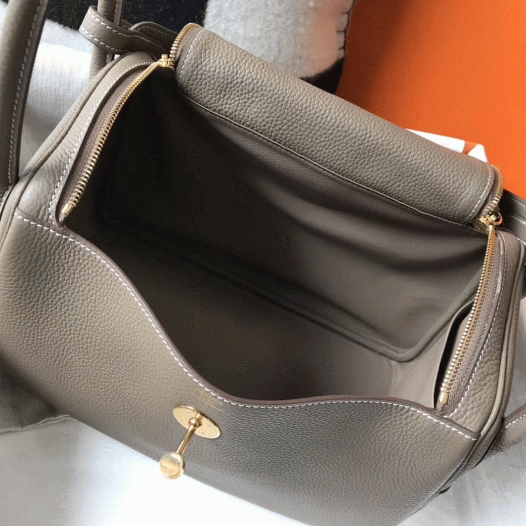 Replica H**me5 Lindy 30cm bag in taupe color