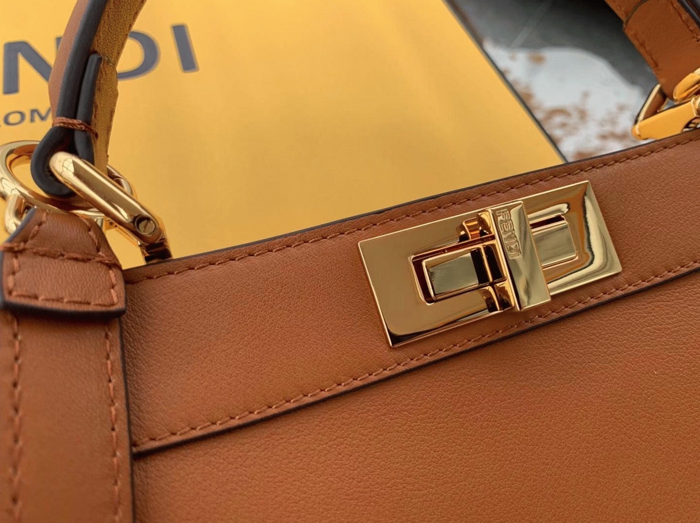 Top Quality Replica F**di Peekaboo ISeeU Medium Bag In Brown Calfskin