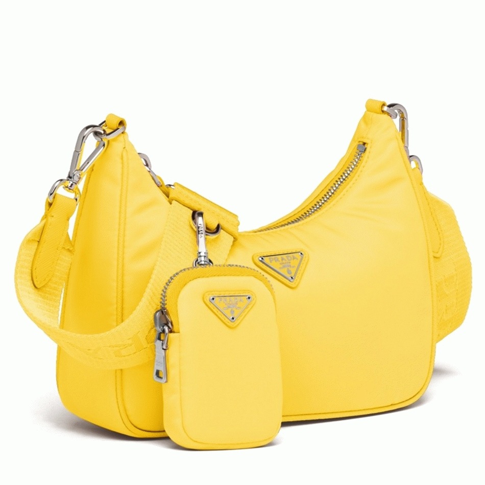 Pra*a Re-Edition Shoulder Bag Fake in Yellow