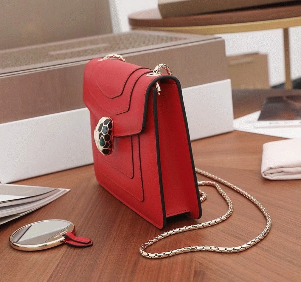 Red Leather Bv1g*ai Serpenti Forever Imitation Small Crossbody Bag