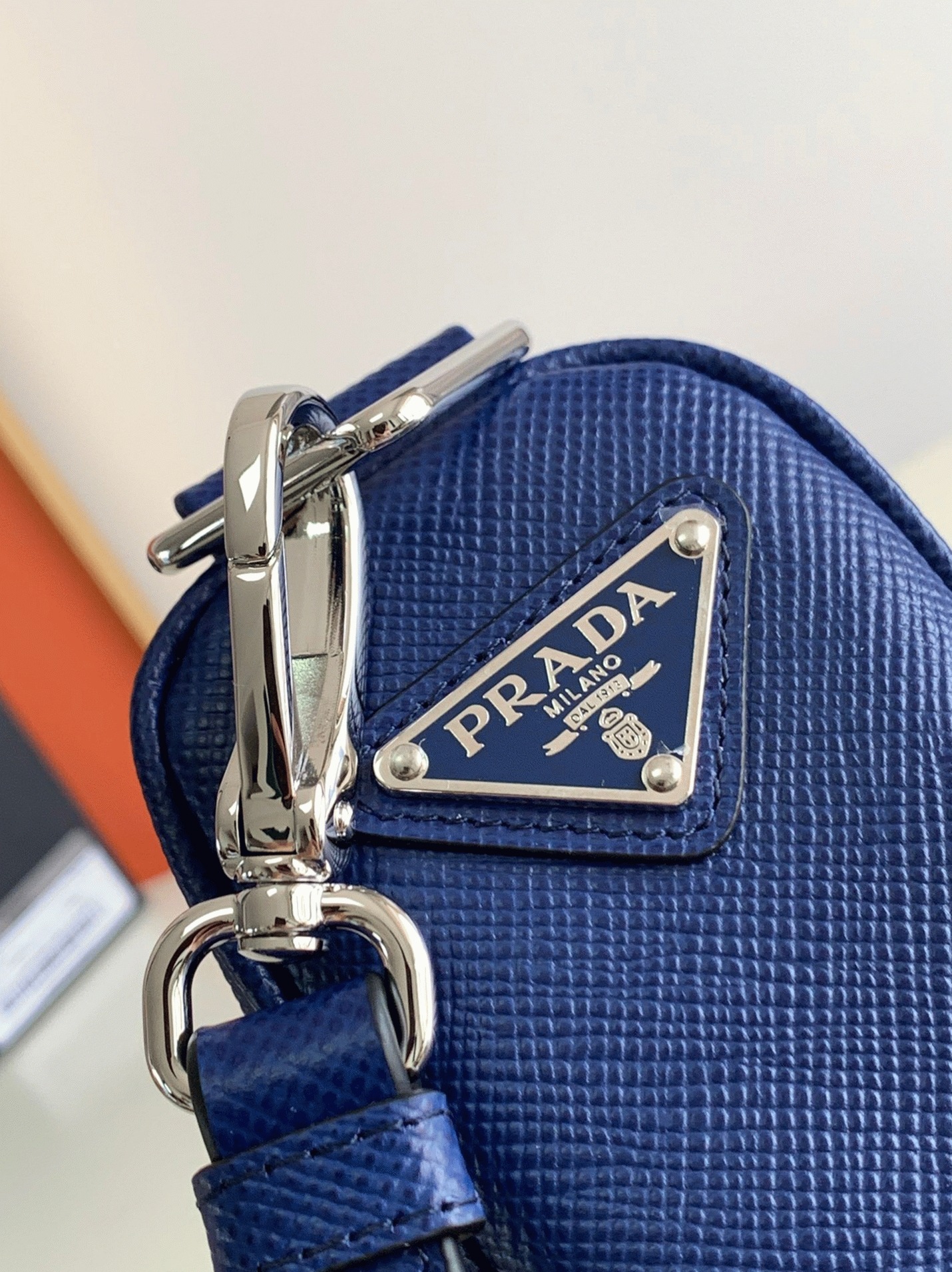 Pra*a Triangle Shoulder Bag Replica in Blue
