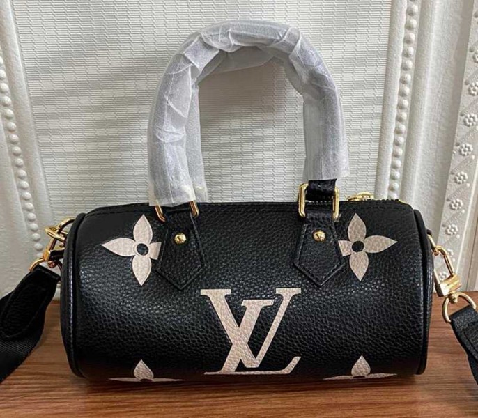 L0vis Vvtt0n Monogram Empreinte Papillon BB Bag In Black And Beige