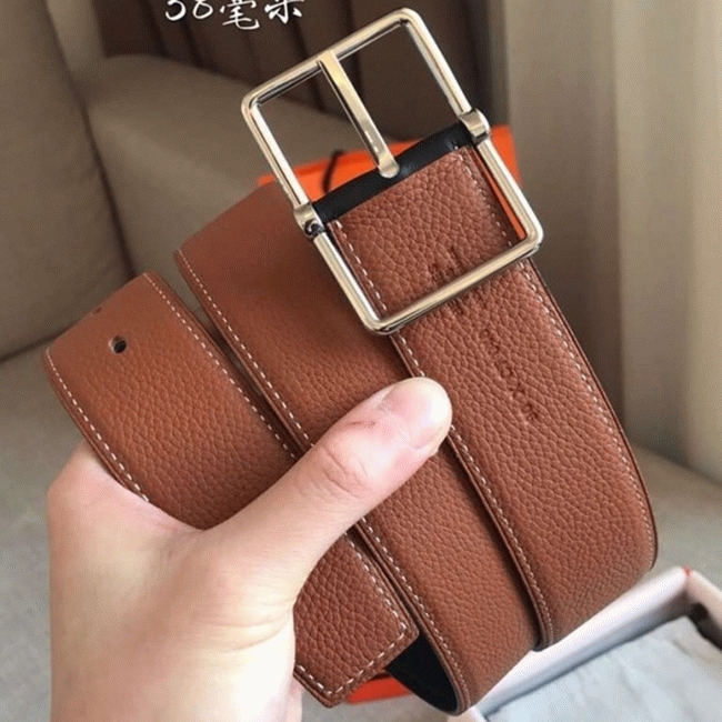 Replica H**me5 reversible saddle style belt in brown