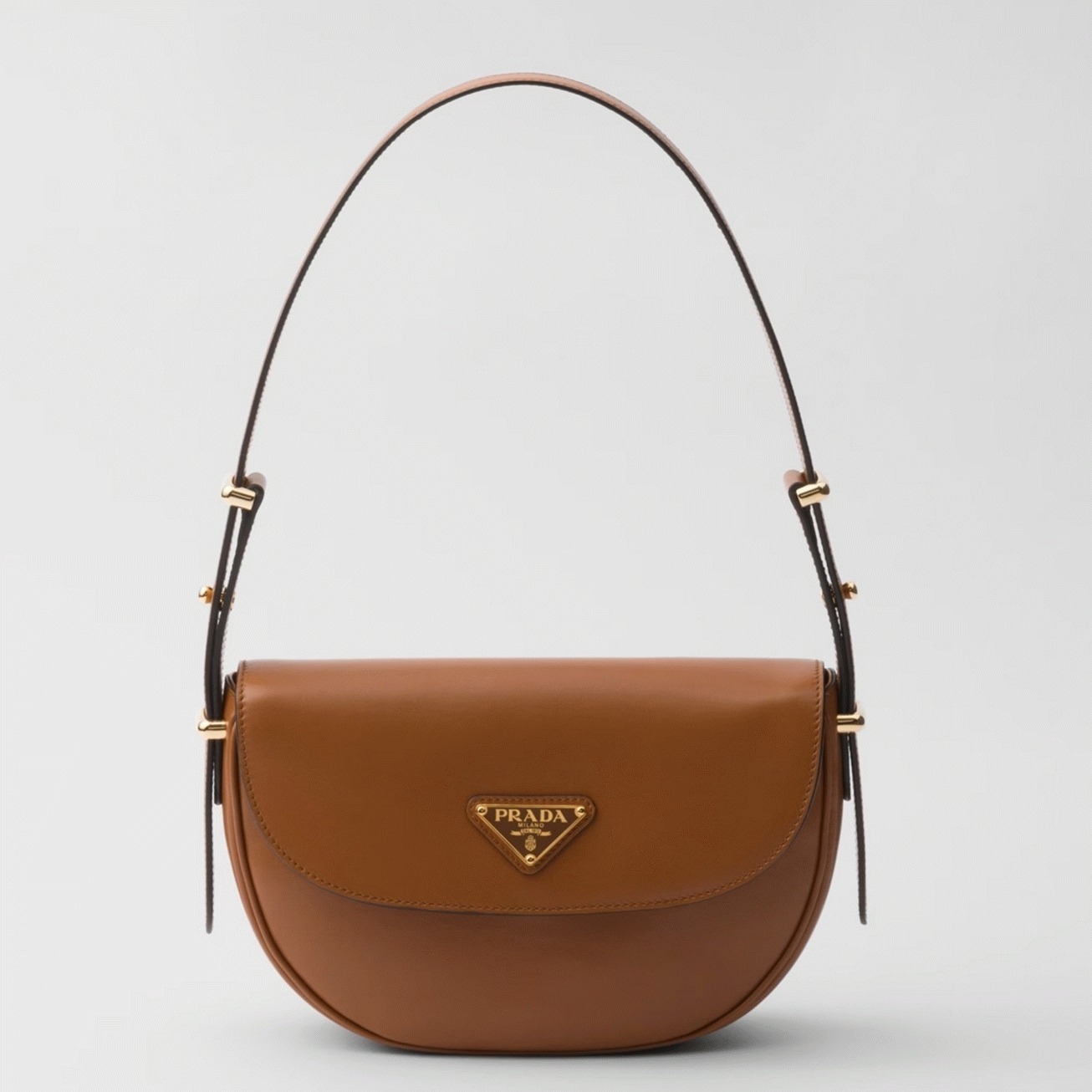 Pra*a Arque Shoulder Bag with Flap Fake in Brown