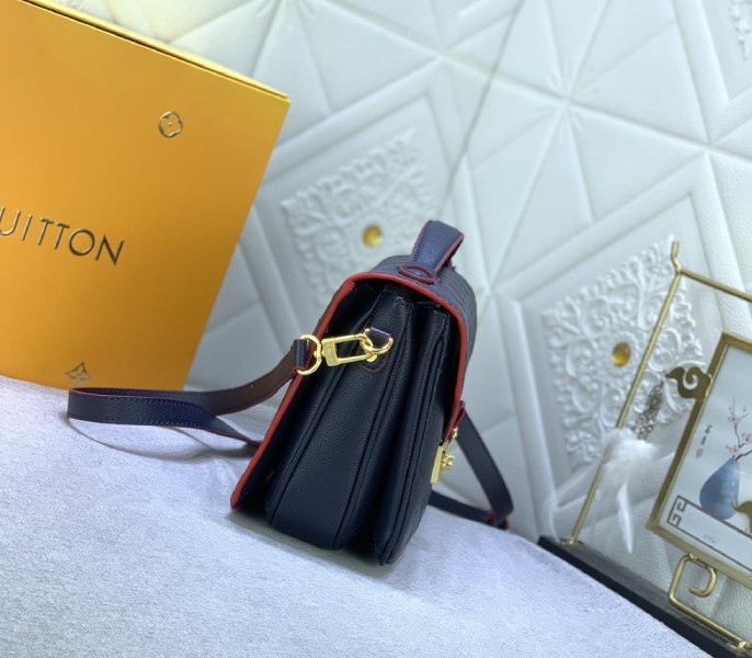 LV Monogram Empreinte Leather Metis In Navy Blue And Red