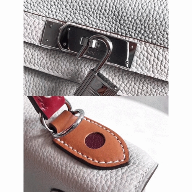 White with Zigzag Handle Replica H**me5 Kelly 28cm Unique Bag