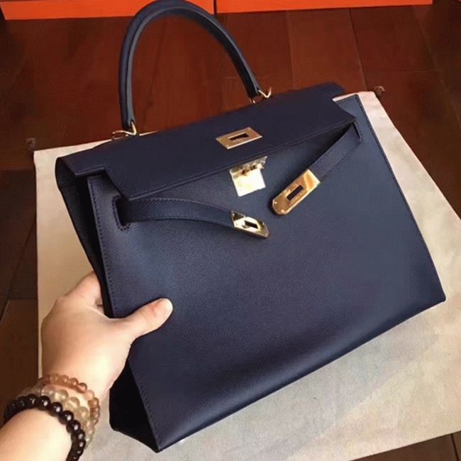 Sapphire Epsom Fake AAA H**me5 Kelly 32cm Sellier Handbag