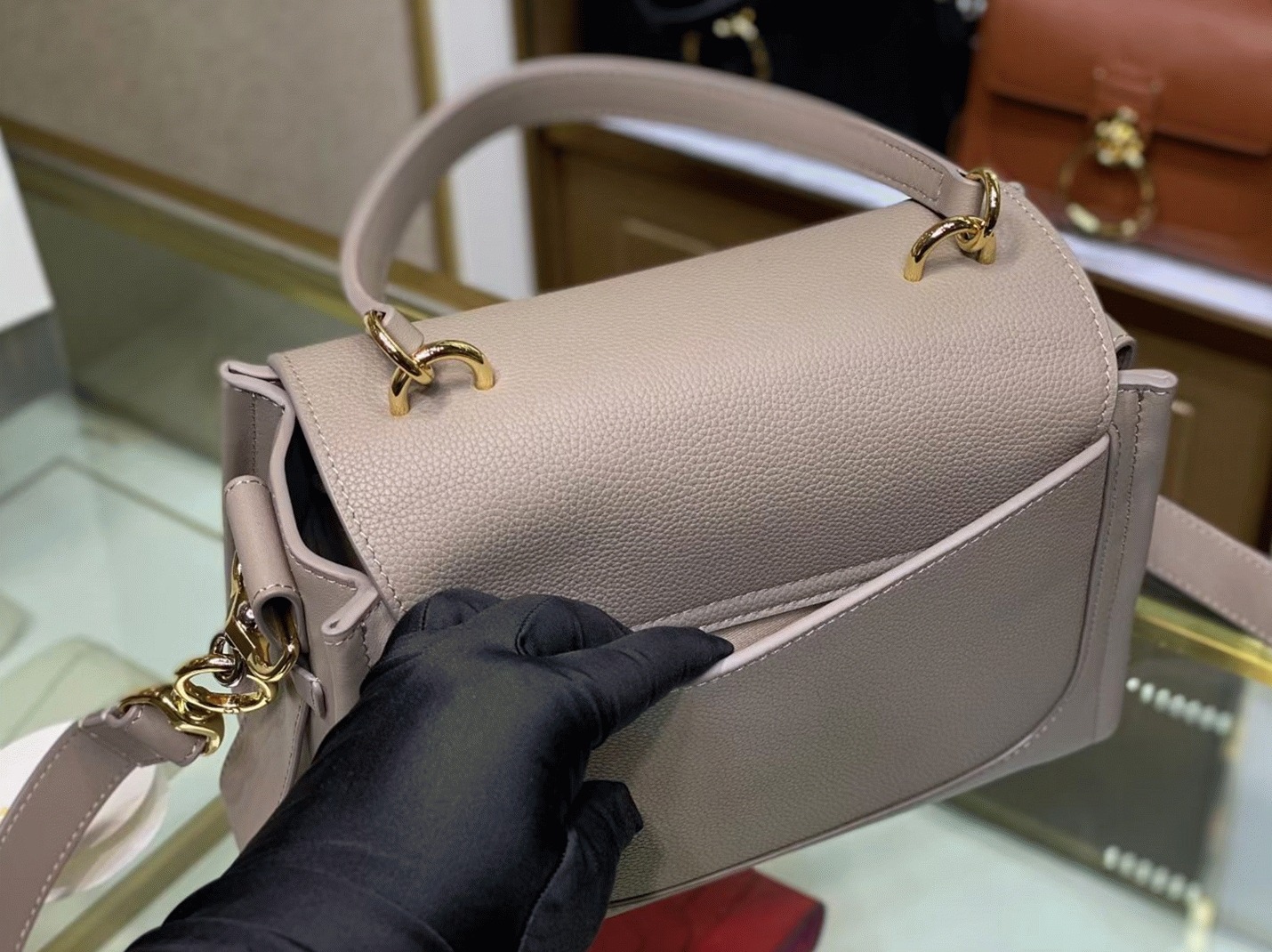 Top Quality Replica Chloe Small Tess Day Bag In Grey Grained Leather