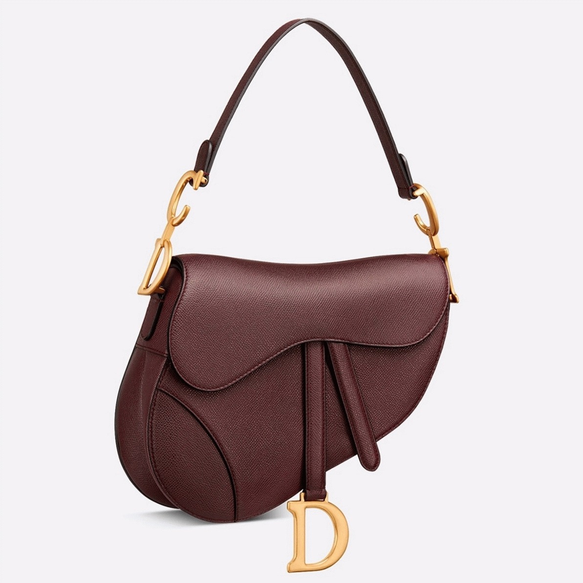 D10r Saddle Bag Knockoff in Amaranth Grained Calfskin