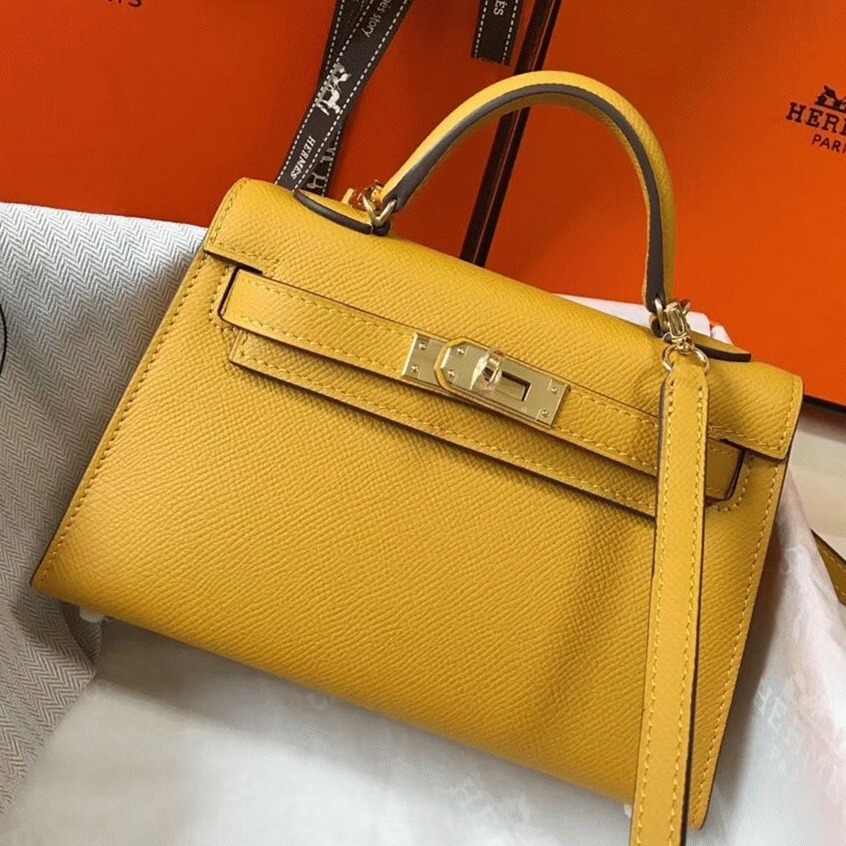 Yellow H**me5 Kelly Mini II Replica Handbag