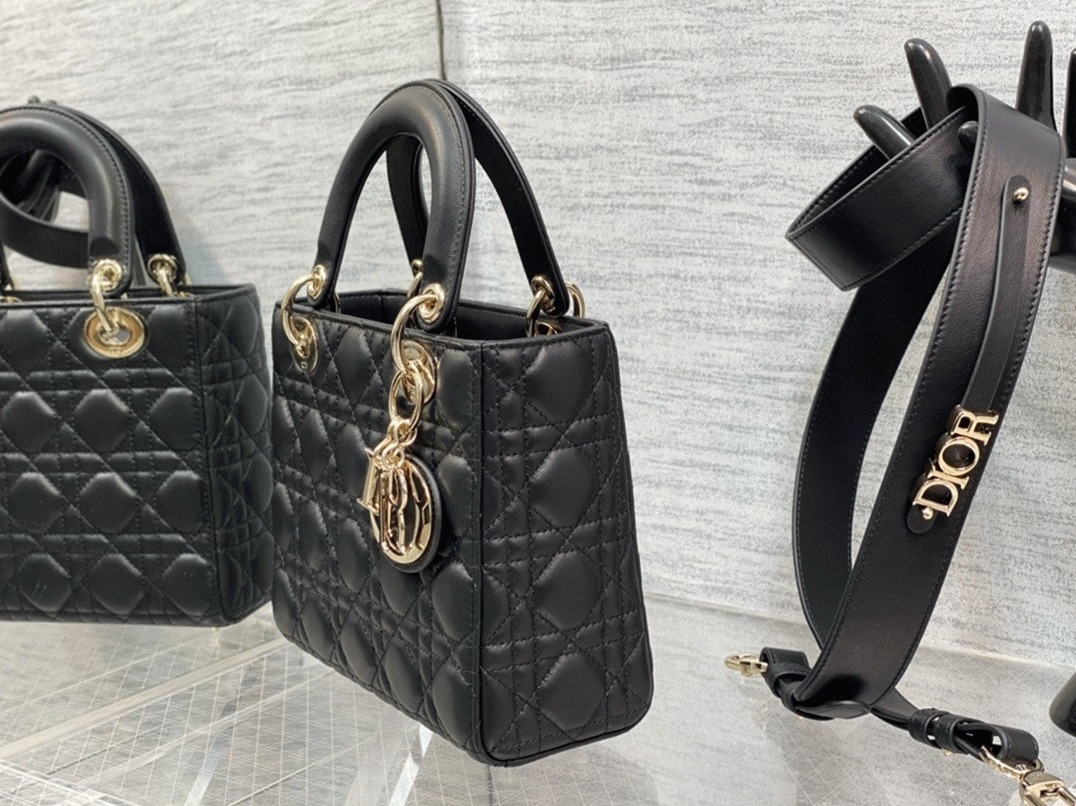 D10r Small Lady D10r My ABCD10r Bag Knockoff in Black Cannage Lambskin