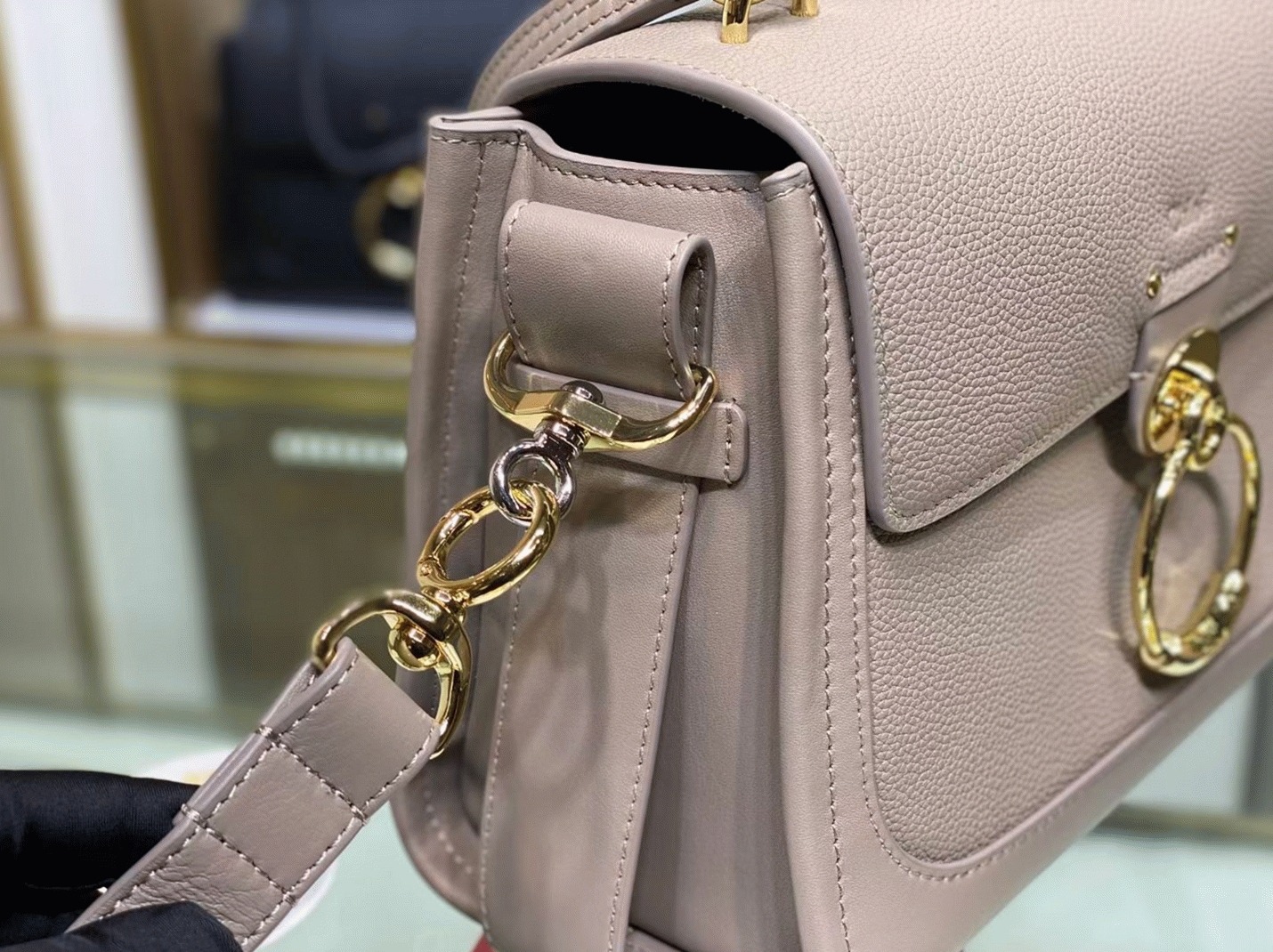 Top Quality Replica Chloe Small Tess Day Bag In Grey Grained Leather