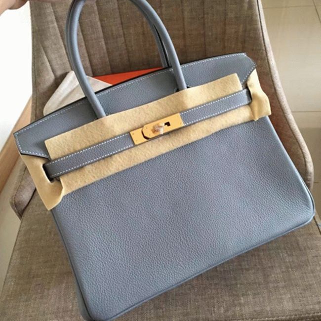 Blue Lin H**me5 Birkin 30cm Premium Counterfeit Bag