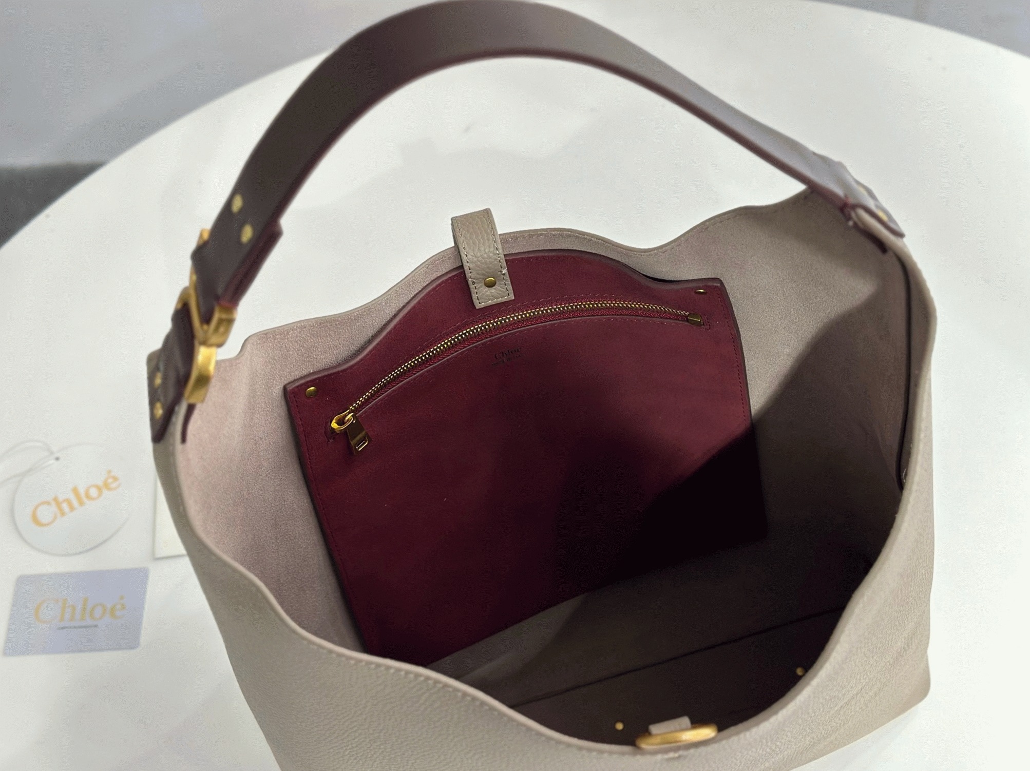 Top Quality Fake Chloe Marcie Hobo Bag in Grey Grained Leather