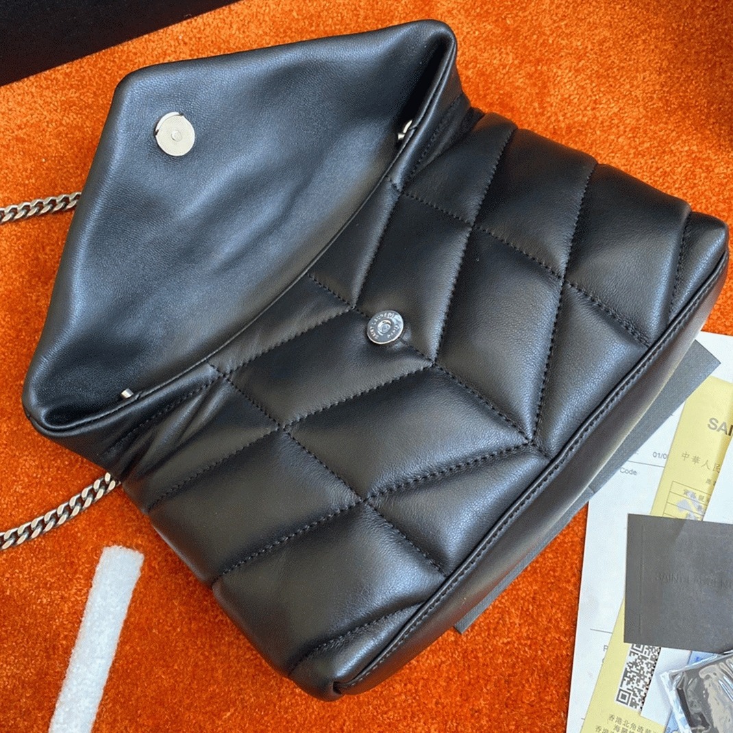 Replica Sa1nt Lau*nt Puffer Toy Bag Noir Quilted Lambskin