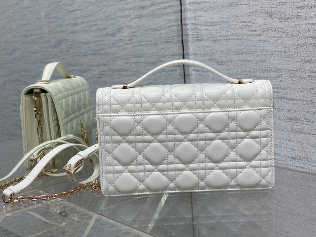 D10r Miss D10r Top Handle Bag Replica in White Cannage Lambskin