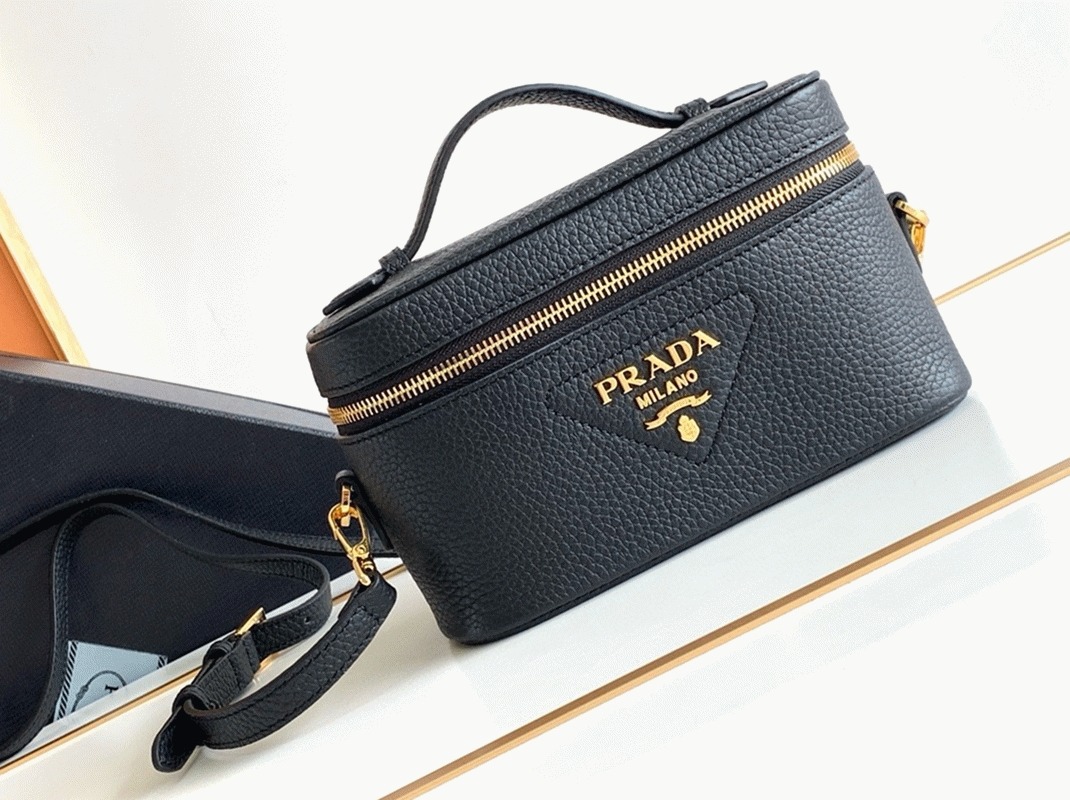 Pra*a Mini Vanity Bag Replica in Black