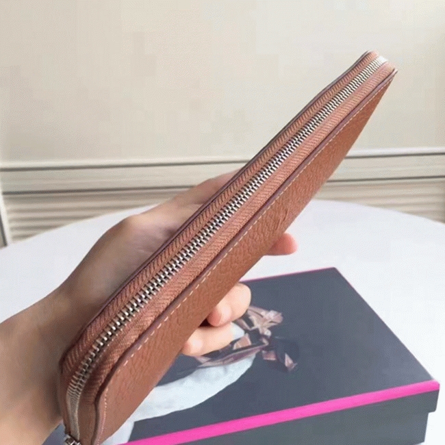 Brown Luxury Replica H**me5 Wallet Azap Zipped