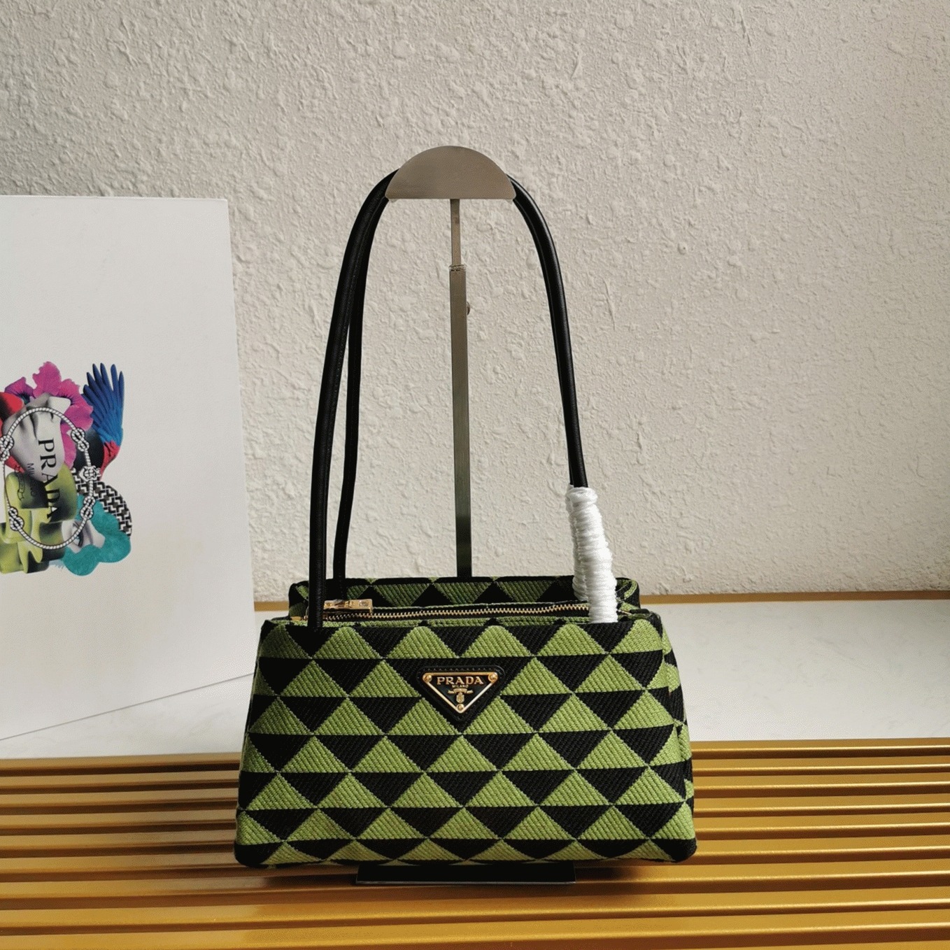 Pra*a S*pernova Small Shoulder Bag Replica in Black/Green