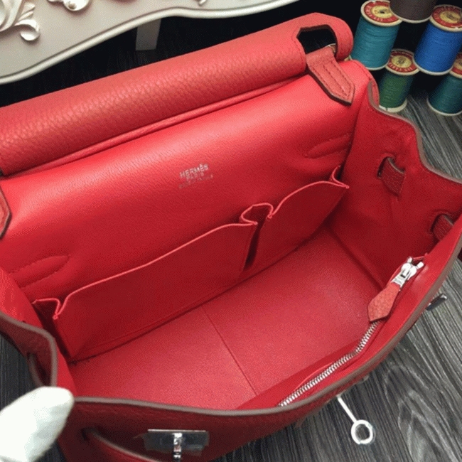 Large red fake H**me5 Jypsiere 34cm handbag