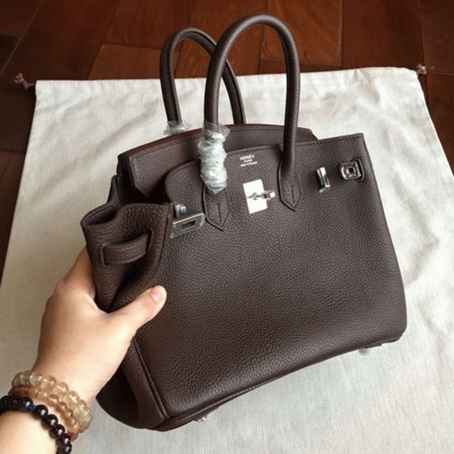 H**me5 Birkin 25cm Handmade Knockoff Bag in Café Shade
