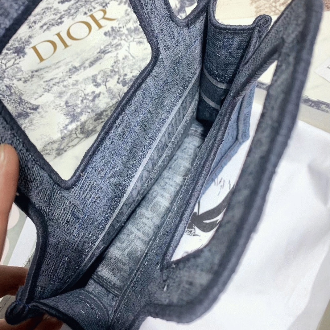 D10r Mini Book Tote Bag Fake in Denim Blue Oblique