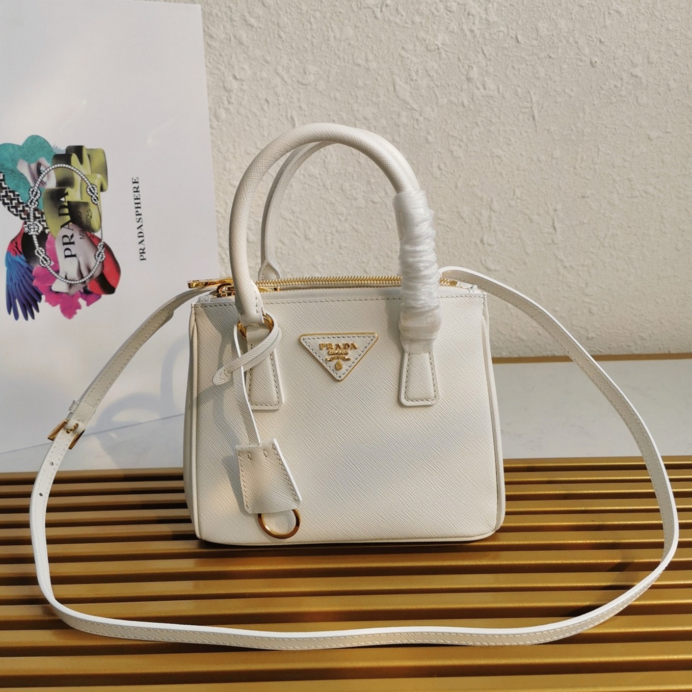 White Pra*a Mini Galleria Bag Fake