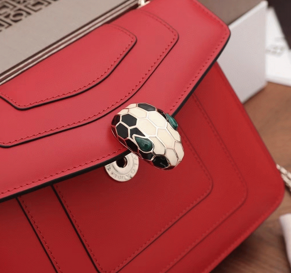 Red Leather Bv1g*ai Serpenti Forever Imitation Small Crossbody Bag